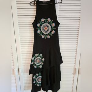 Desigual Long Floral Summer Dress- Black- Medium